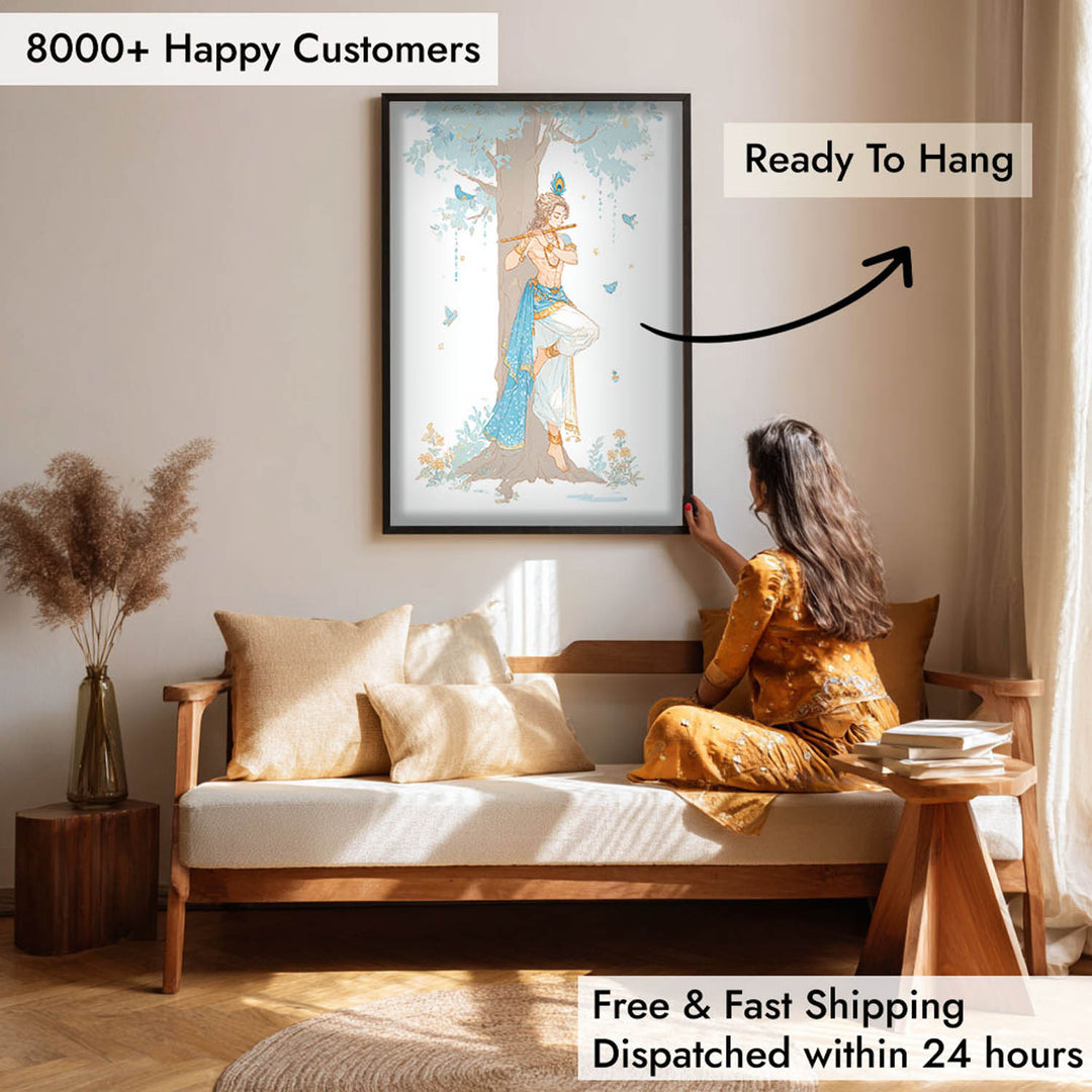 Lord Krishna Flute Wall Art – Vastu Painting for Home Decor