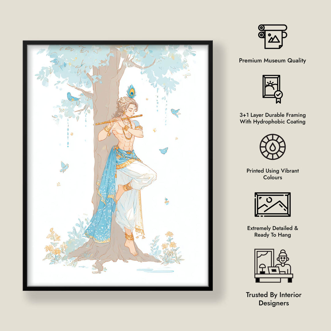 Lord Krishna Flute Wall Art – Vastu Painting for Home Decor