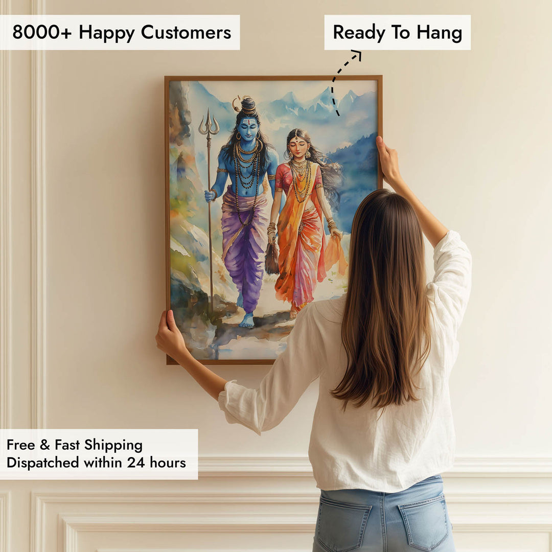 Lord Shiv & Goddess Parvati - Vastu Painting