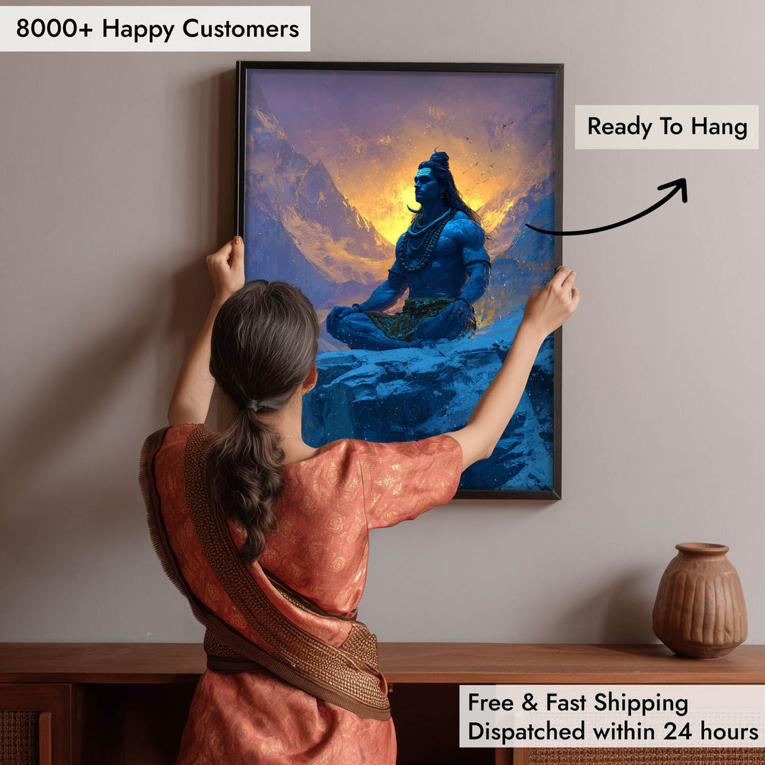 Lord Shiva Meditation Painting – Mahadev Himalayan Vastu Wall Art