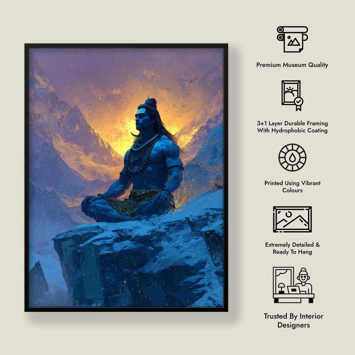 Lord Shiva Meditation Painting – Mahadev Himalayan Vastu Wall Art