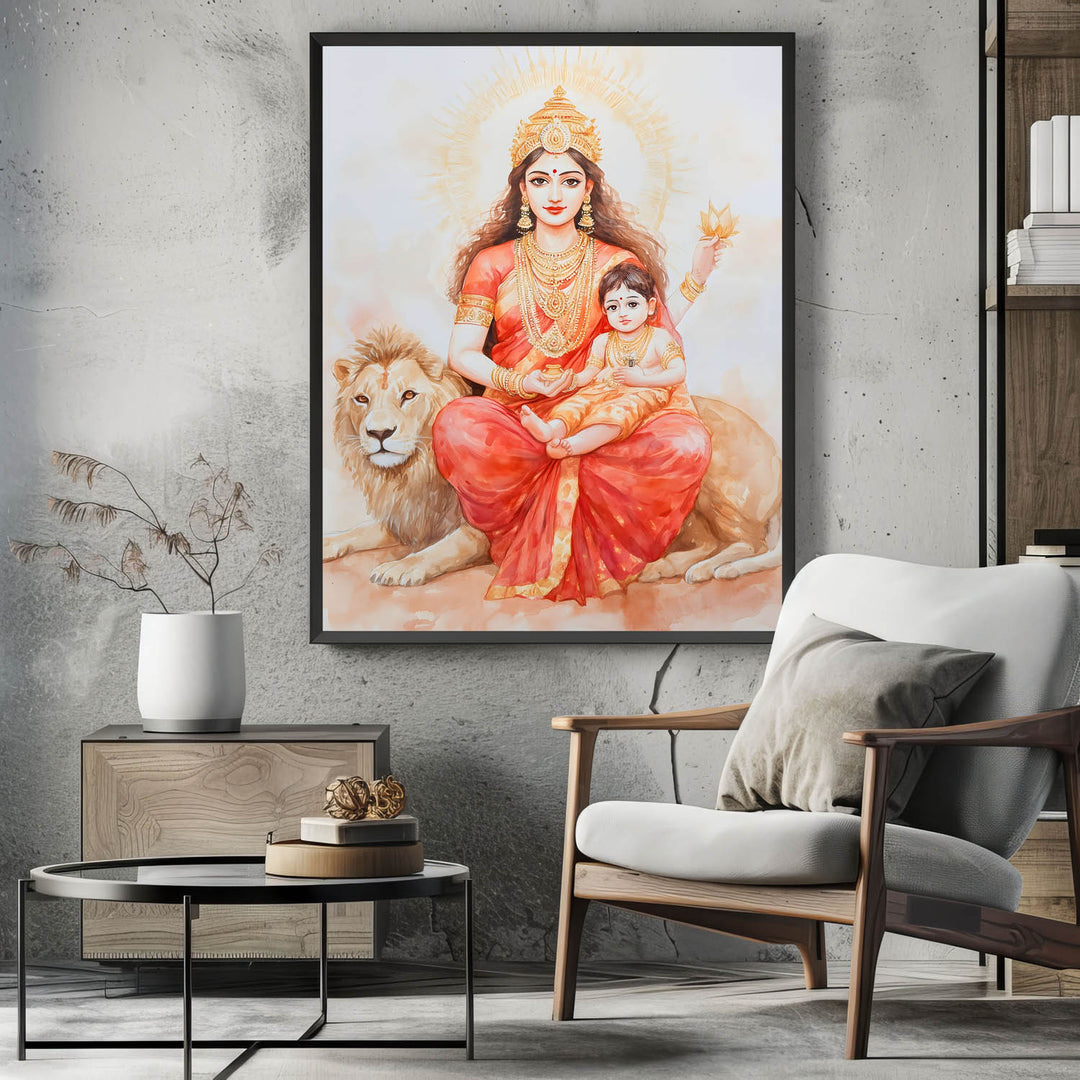 maa-durga-on-lion-vastu-painting