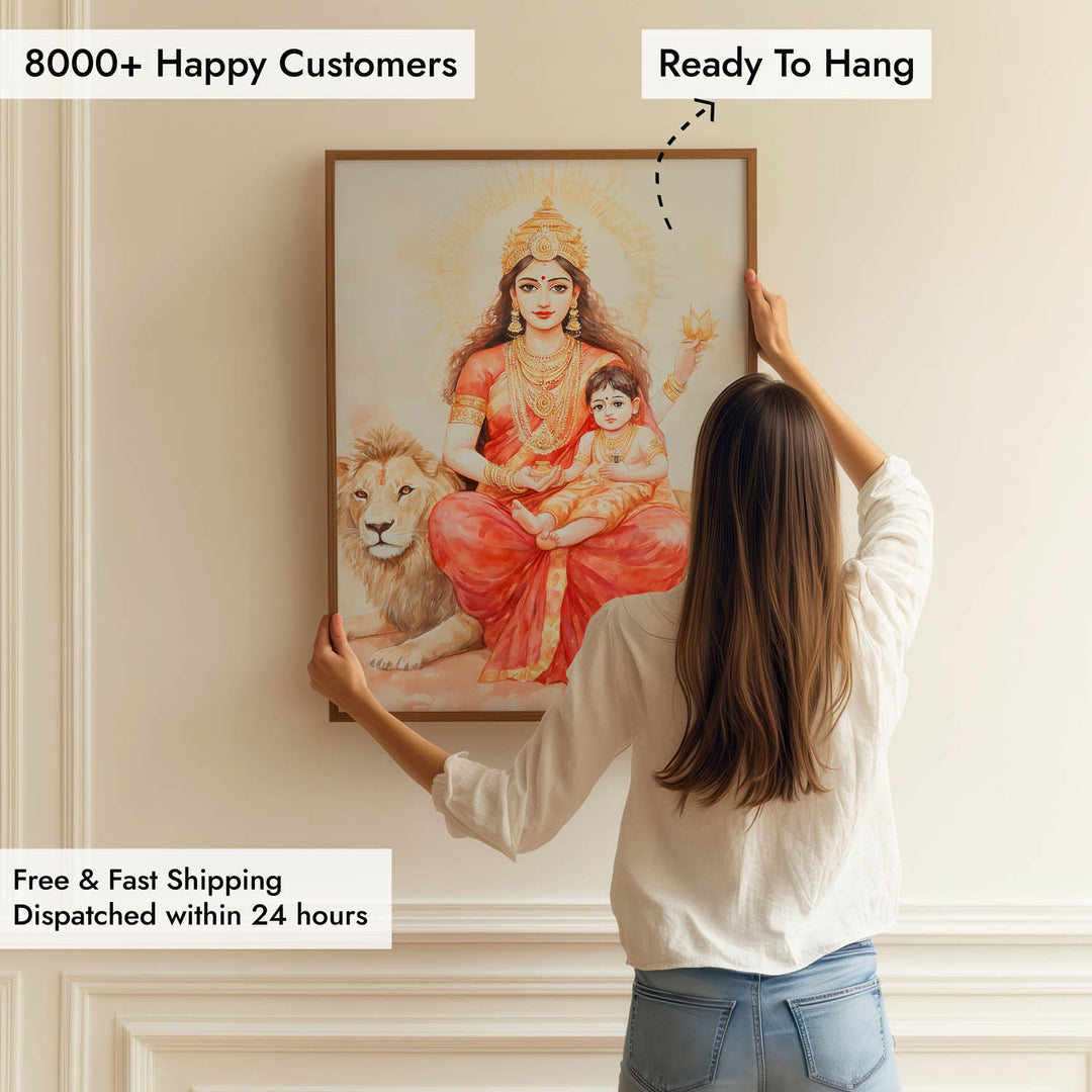 Maa Durga on Lion - Vastu Painting