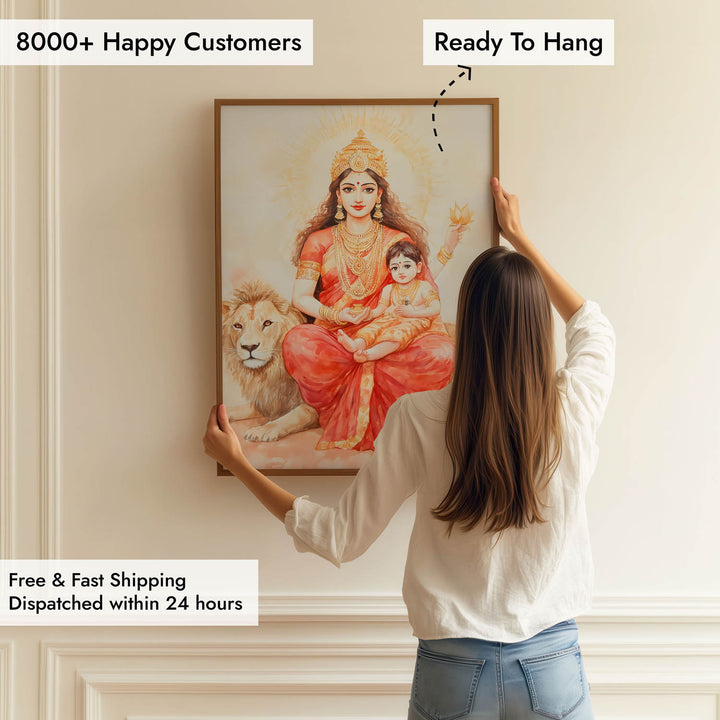 Maa Durga on Lion - Vastu Painting