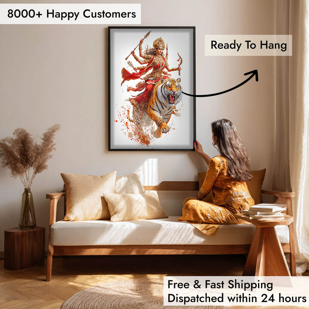 Maa Durga on Tiger - Vastu Painting