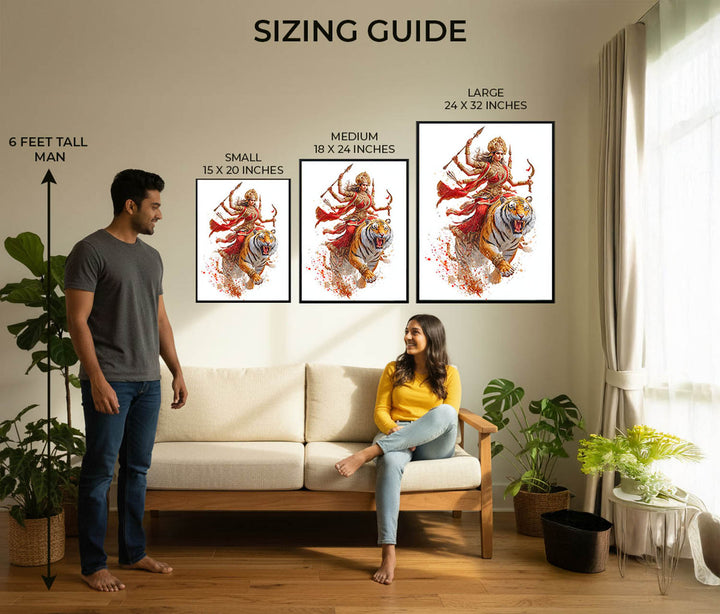 Maa Durga on Tiger - Vastu Painting