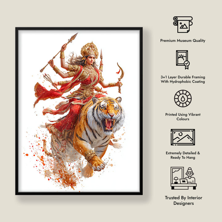 Maa Durga on Tiger - Vastu Painting