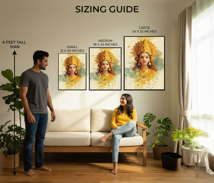 Maa Laxmi Painting – Golden Goddess Wall Art