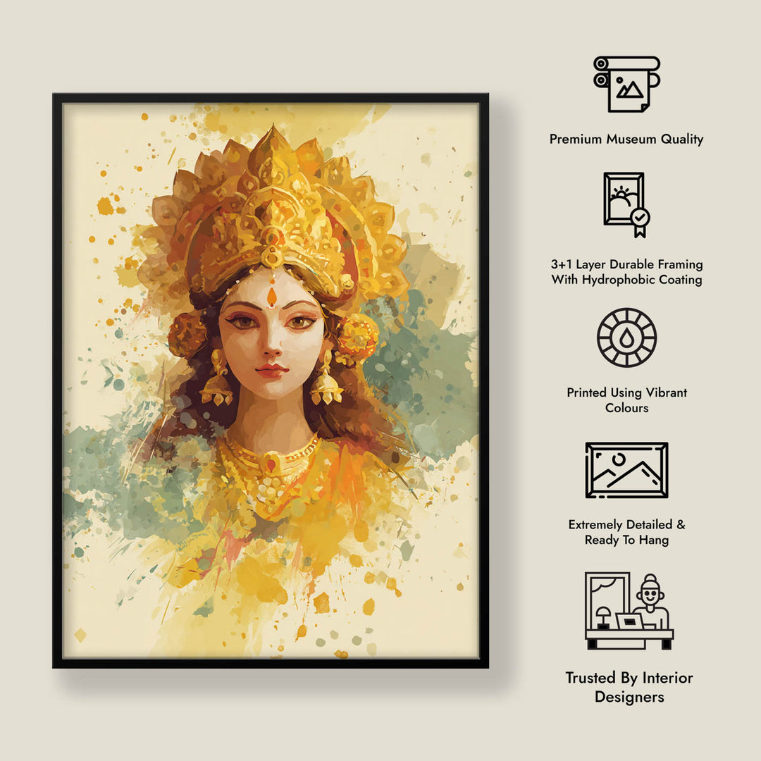 Maa Laxmi Painting – Golden Goddess Wall Art