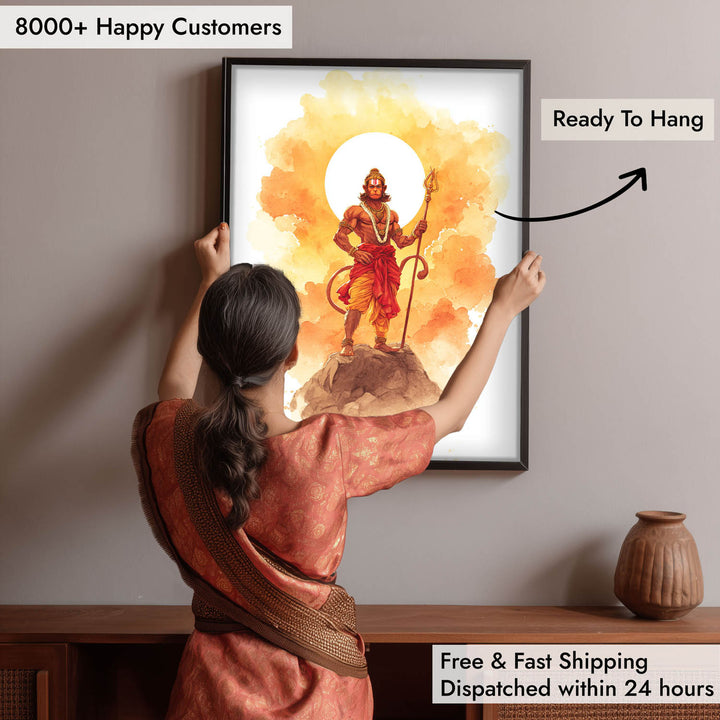 Majestic Hanuman Painting – Bajrangbali Wall Art