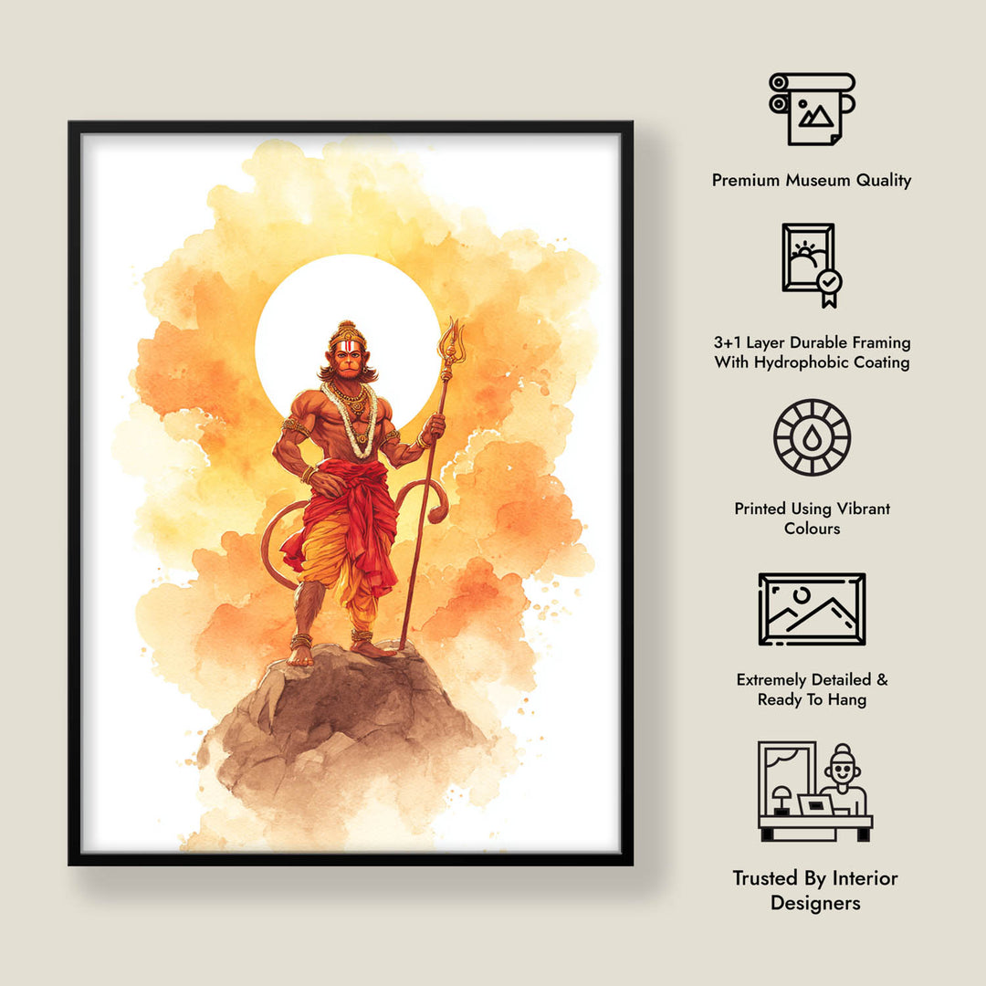 Majestic Hanuman Painting – Bajrangbali Wall Art
