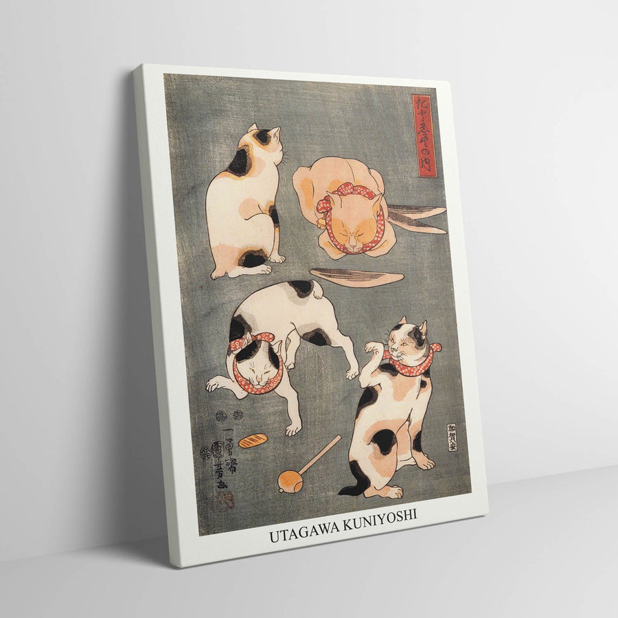four-cats-in-different-poses-utagawa-kuniyoshi