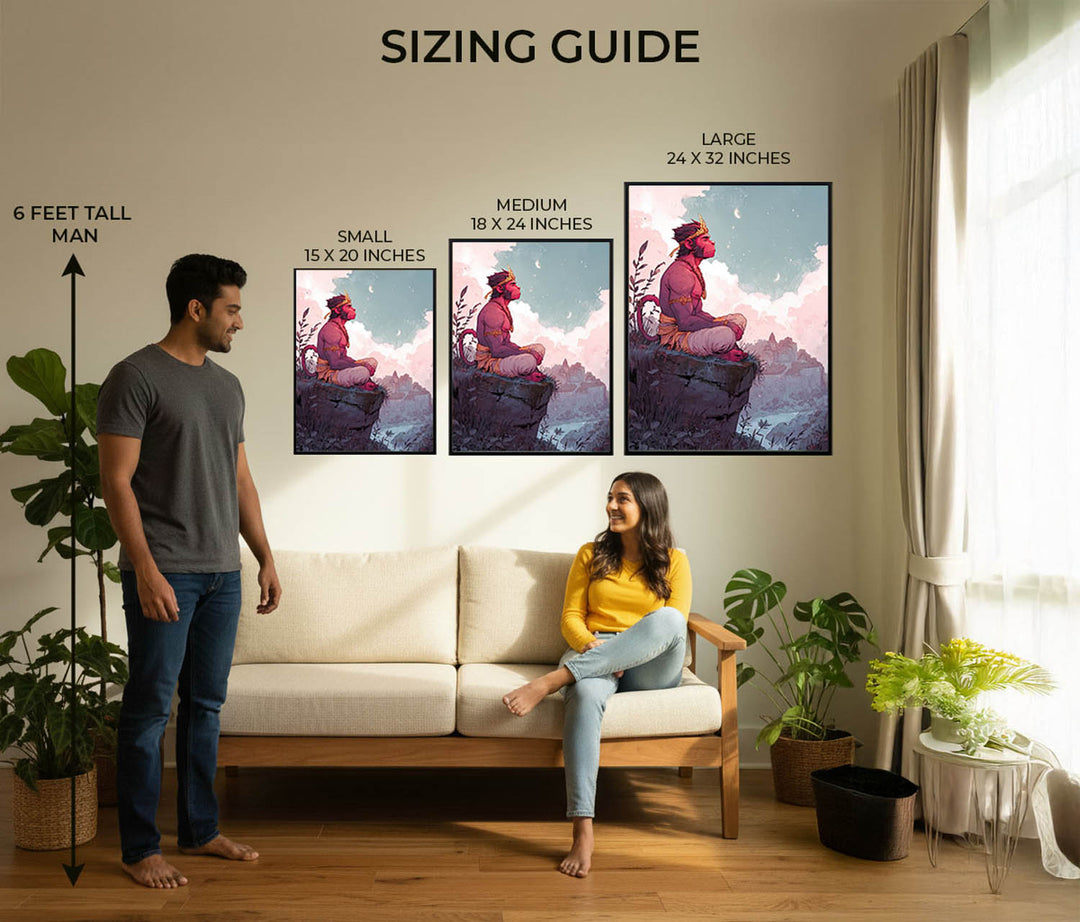 Meditative Hanuman Painting – Bajrangbali Wall Art