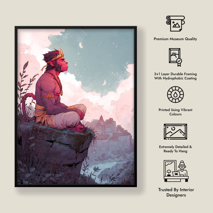 Meditative Hanuman Painting – Bajrangbali Wall Art