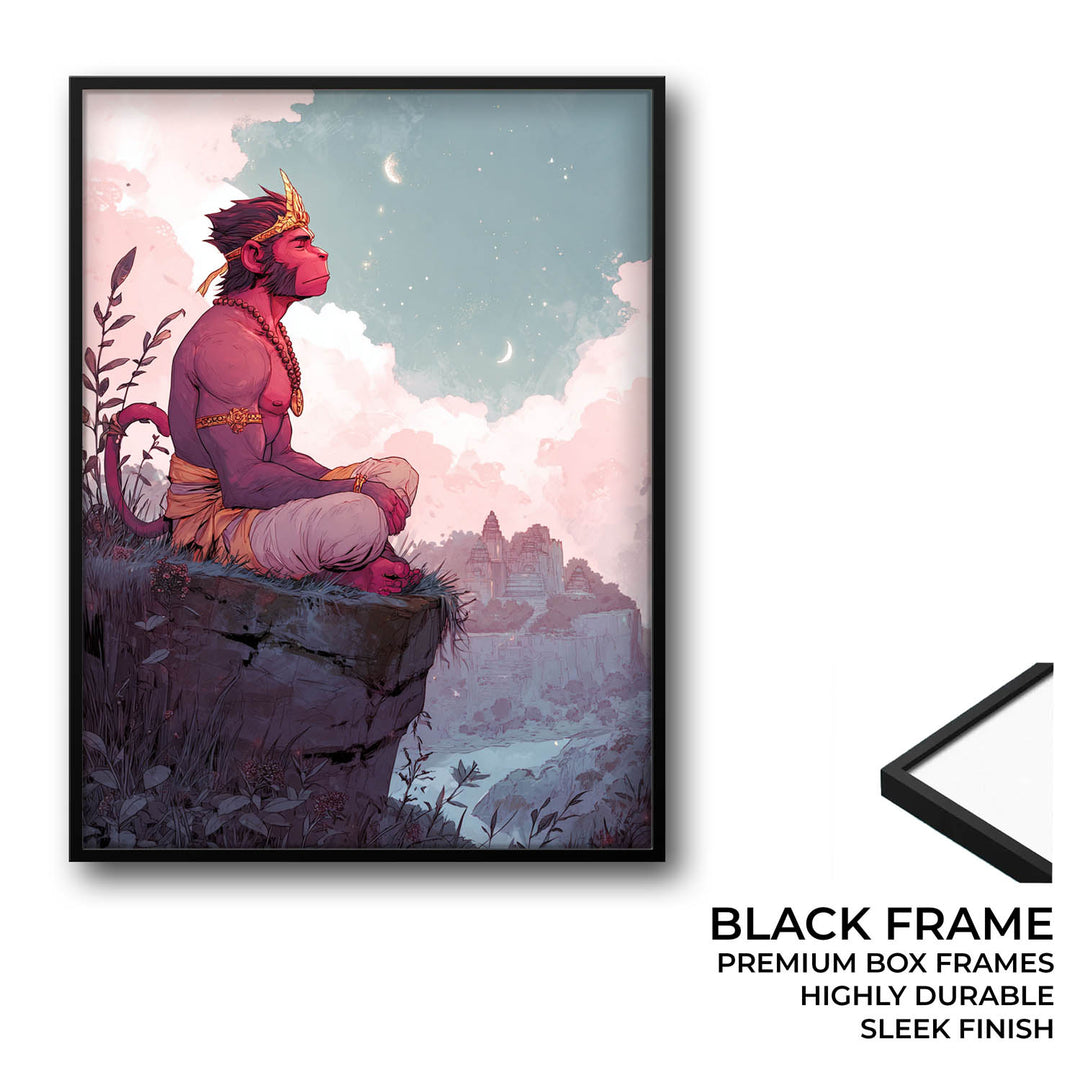 Meditative Hanuman Painting – Bajrangbali Wall Art