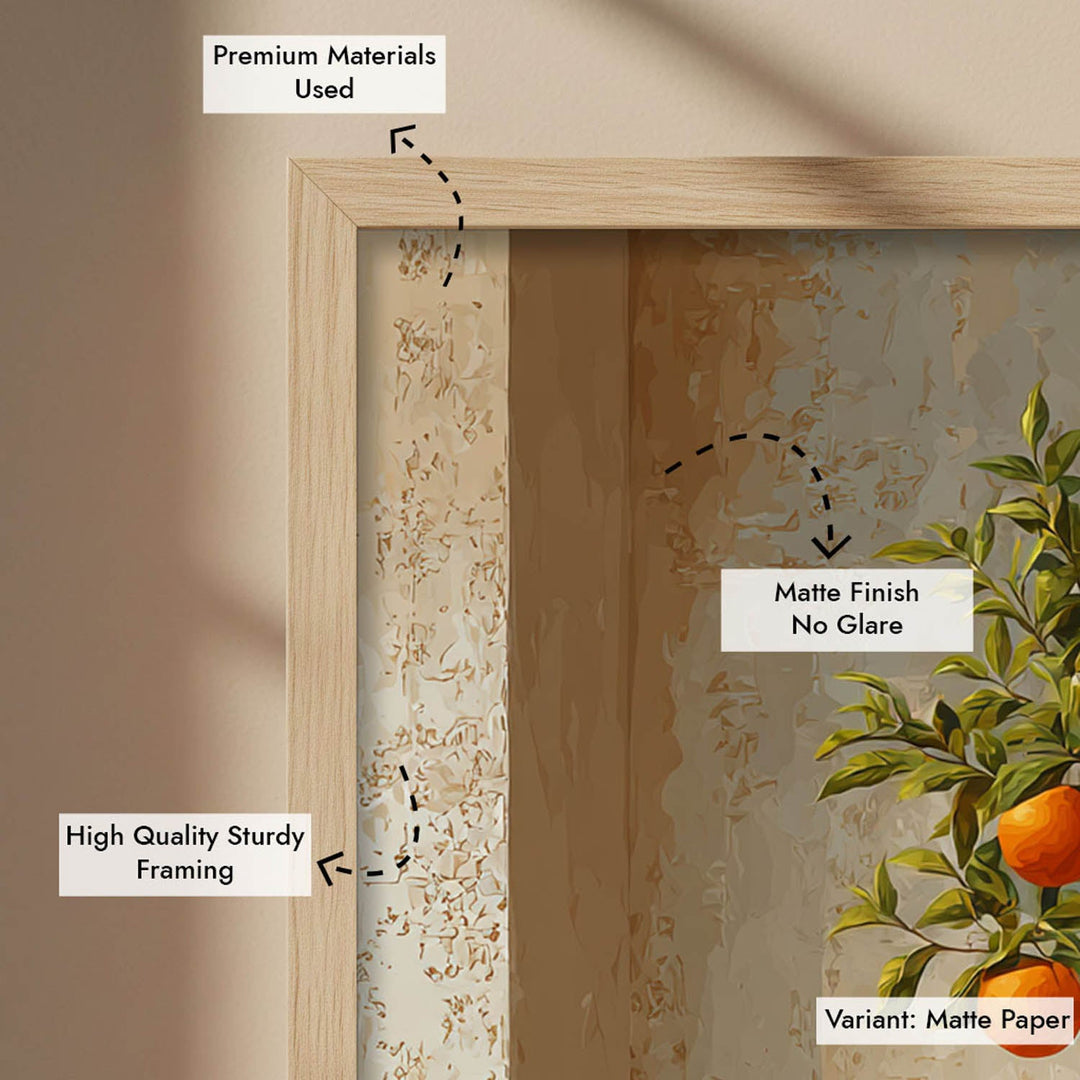 Blue Striped Vase with Orange Tree