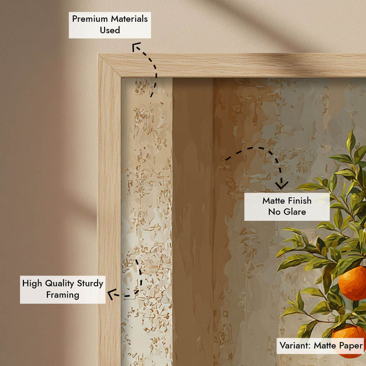 Blue Striped Vase with Orange Tree