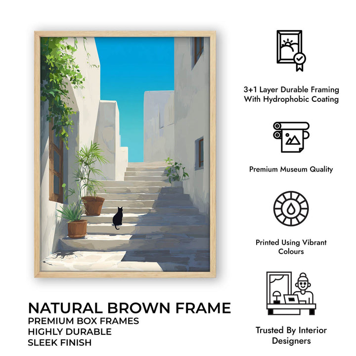 Mediterranean Stairway with Black Cat