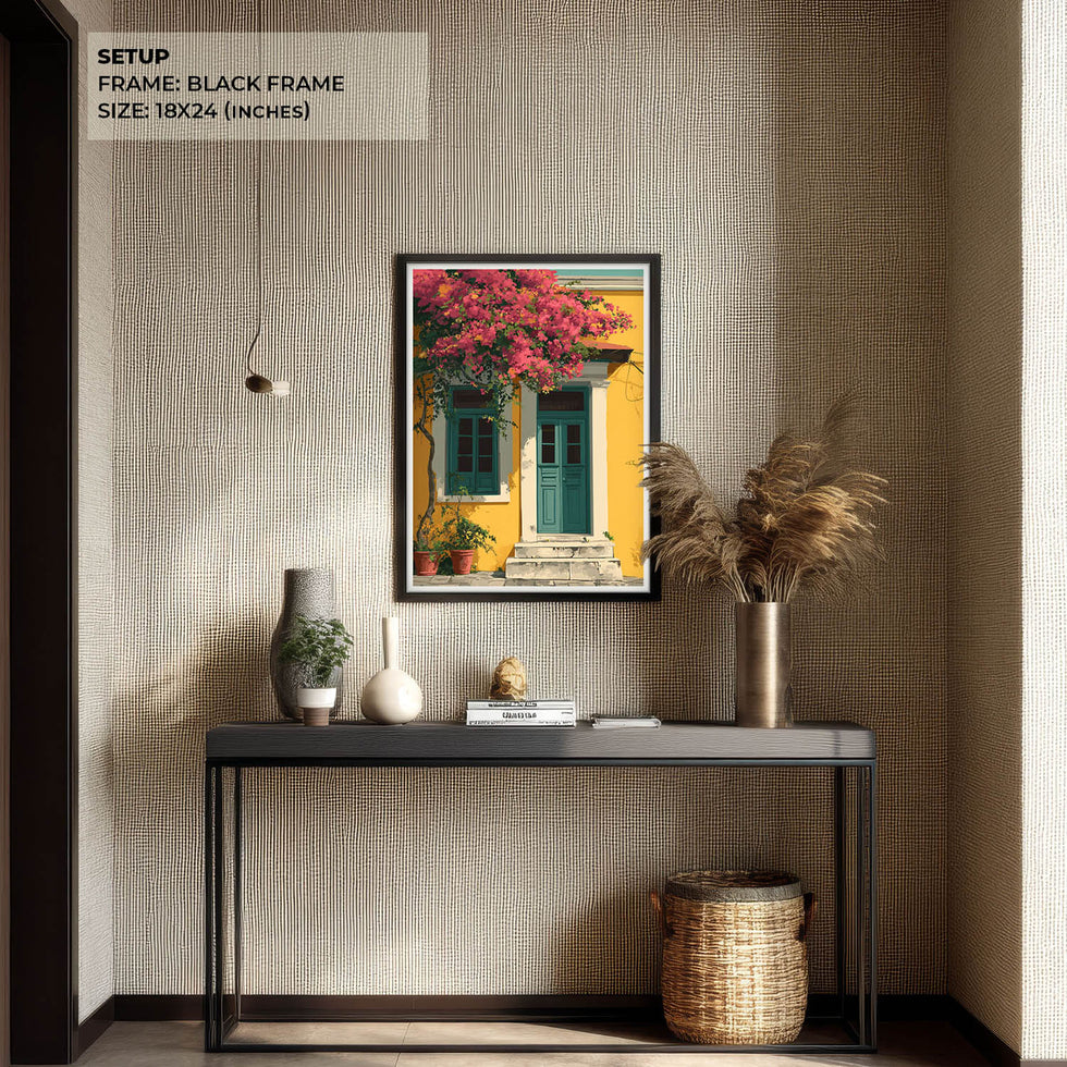 Mediterranean Yellow House with Teal Door