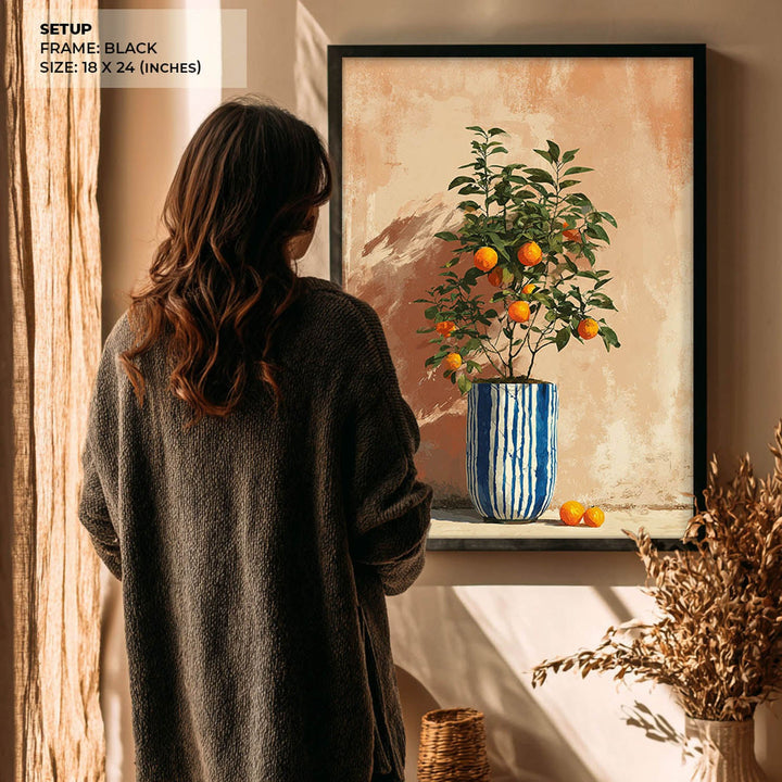 Orange Tree in Blue Vase