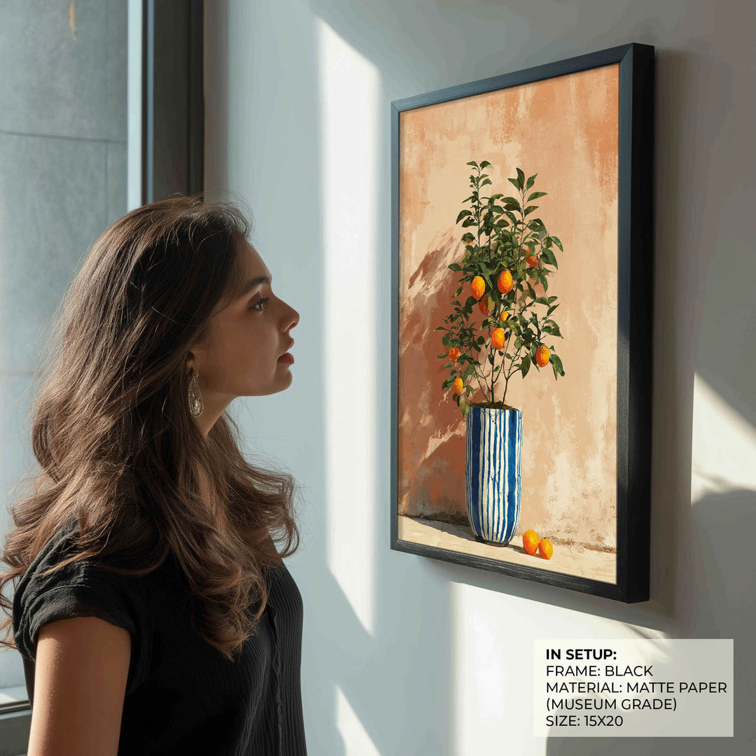 Orange Tree in Blue Vase