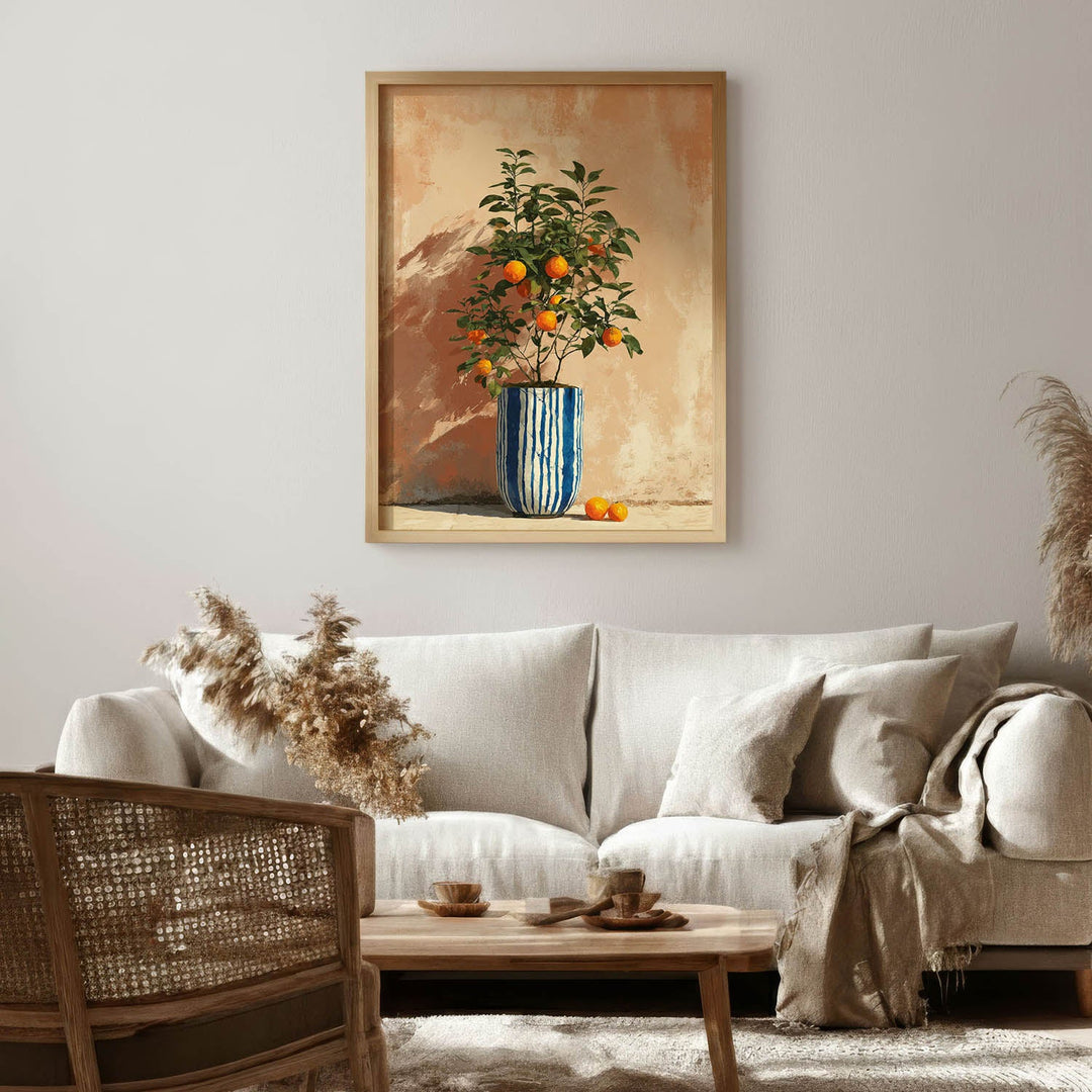 Orange Tree in Blue Vase