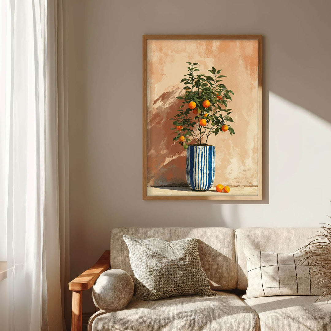 Orange Tree in Blue Vase