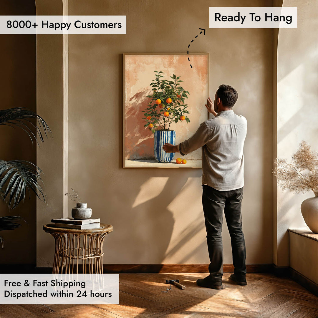 Orange Tree in Blue Vase