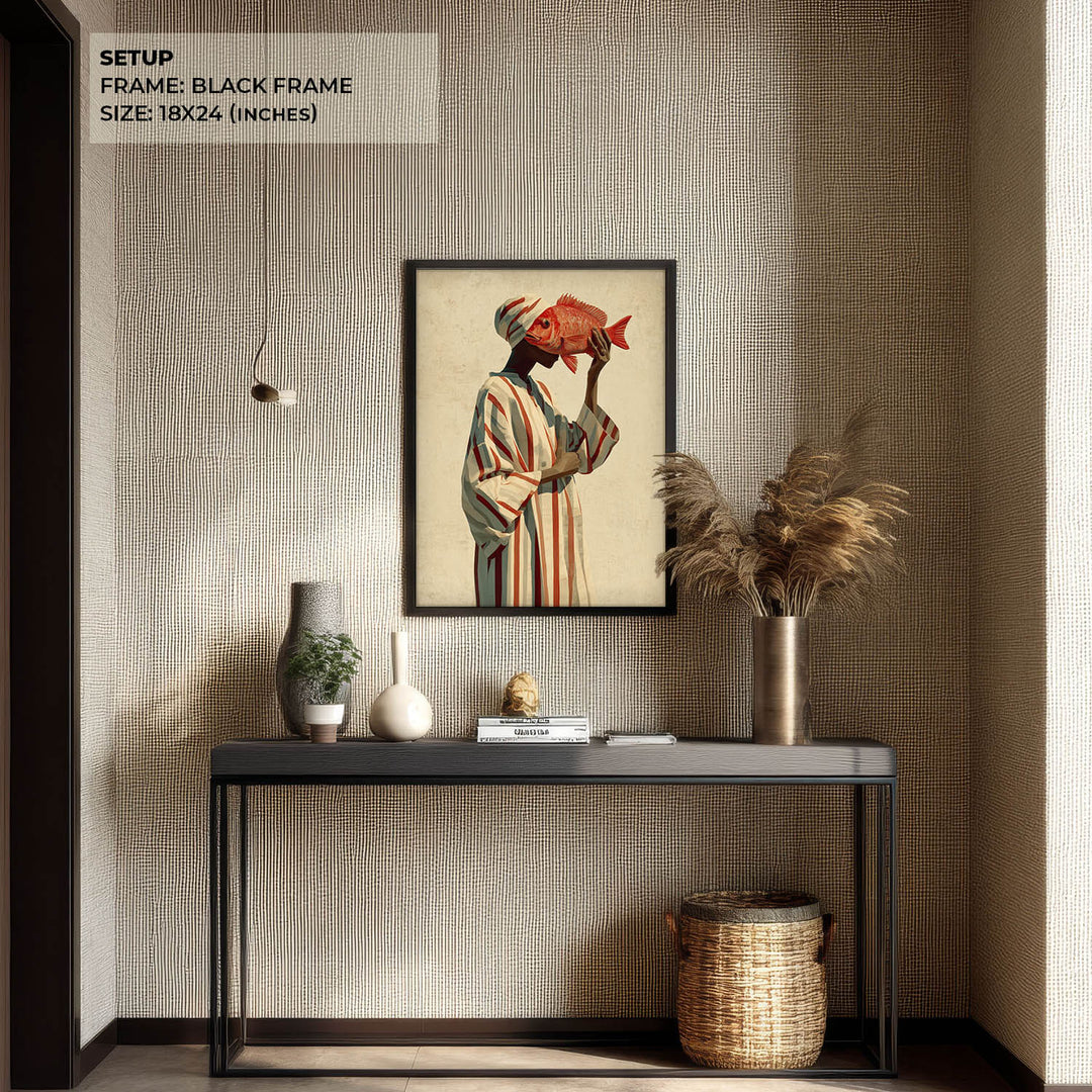 Surreal Figure with Fish