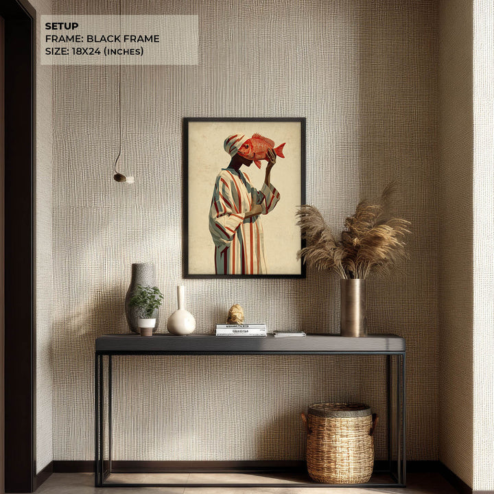 Surreal Figure with Fish