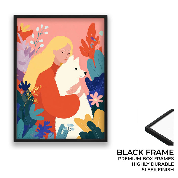 Woman and Dog Modern Illustration Wall Art