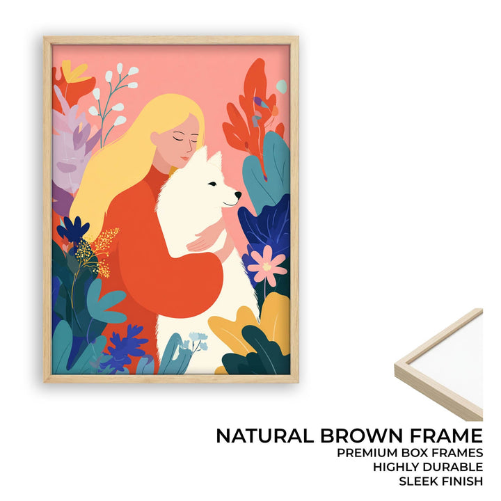 Woman and Dog Modern Illustration Wall Art