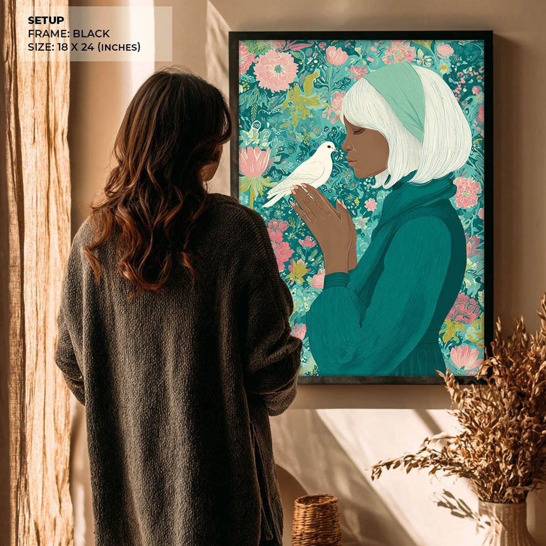 Woman with White Bird