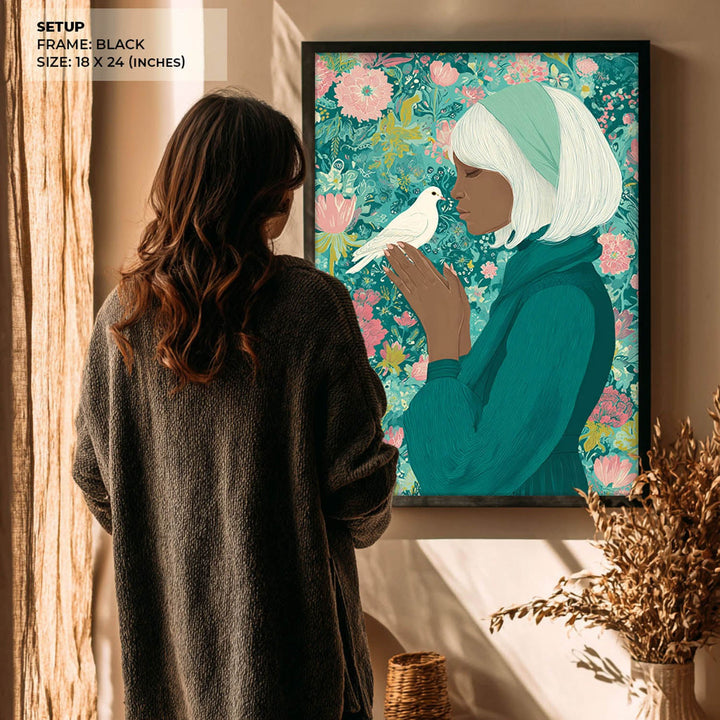 Woman with White Bird