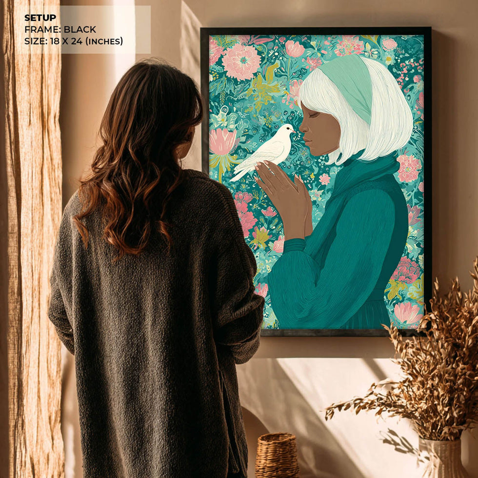 Woman with White Bird