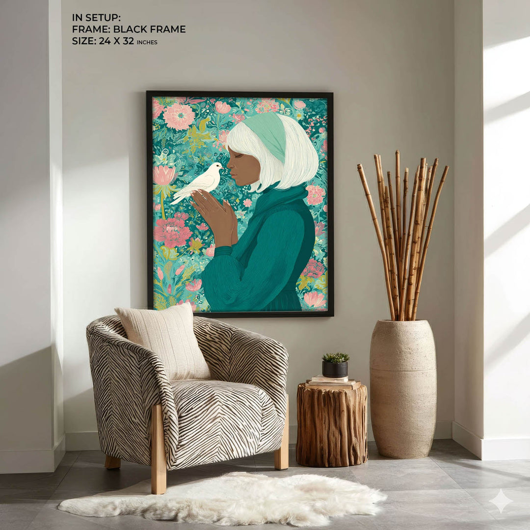 Woman with White Bird