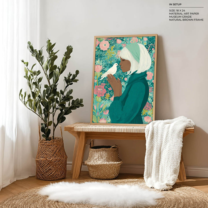 Woman with White Bird