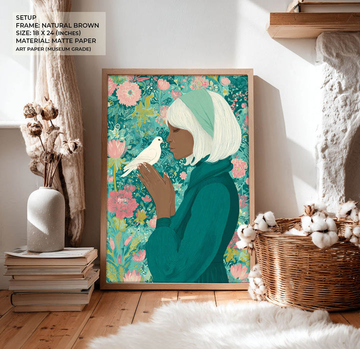 Woman with White Bird