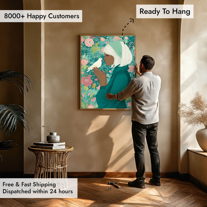 Woman with White Bird