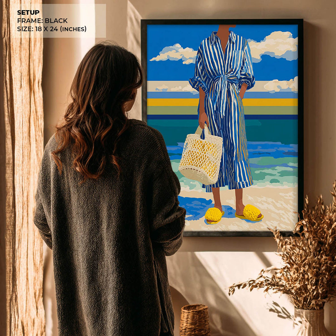 Woman with Woven Bag At Beach