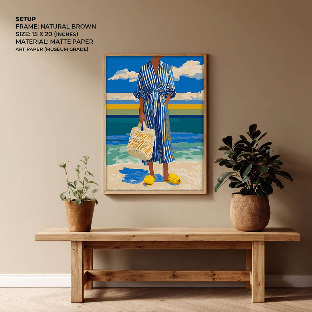 Woman with Woven Bag At Beach