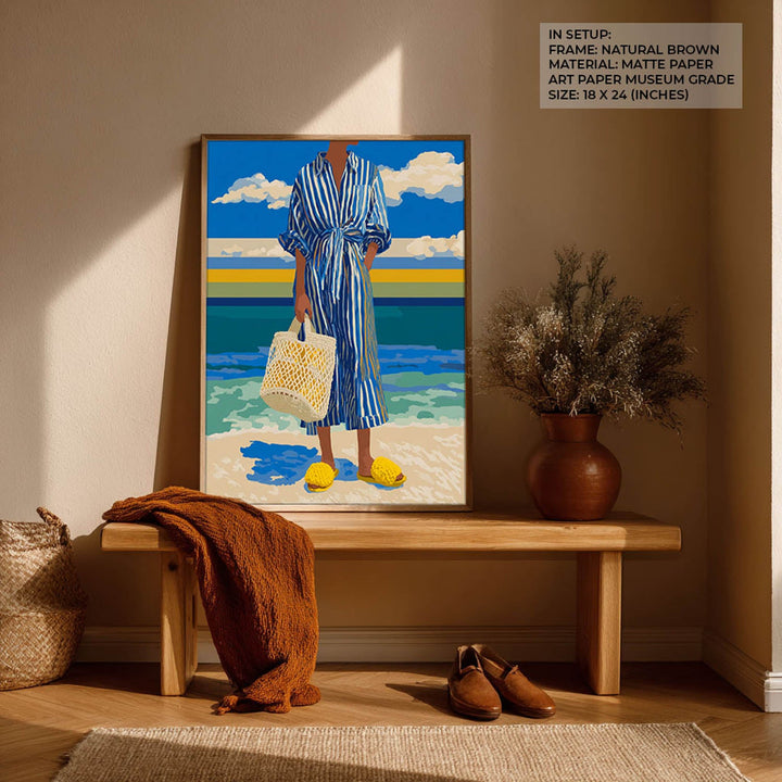 Woman with Woven Bag At Beach