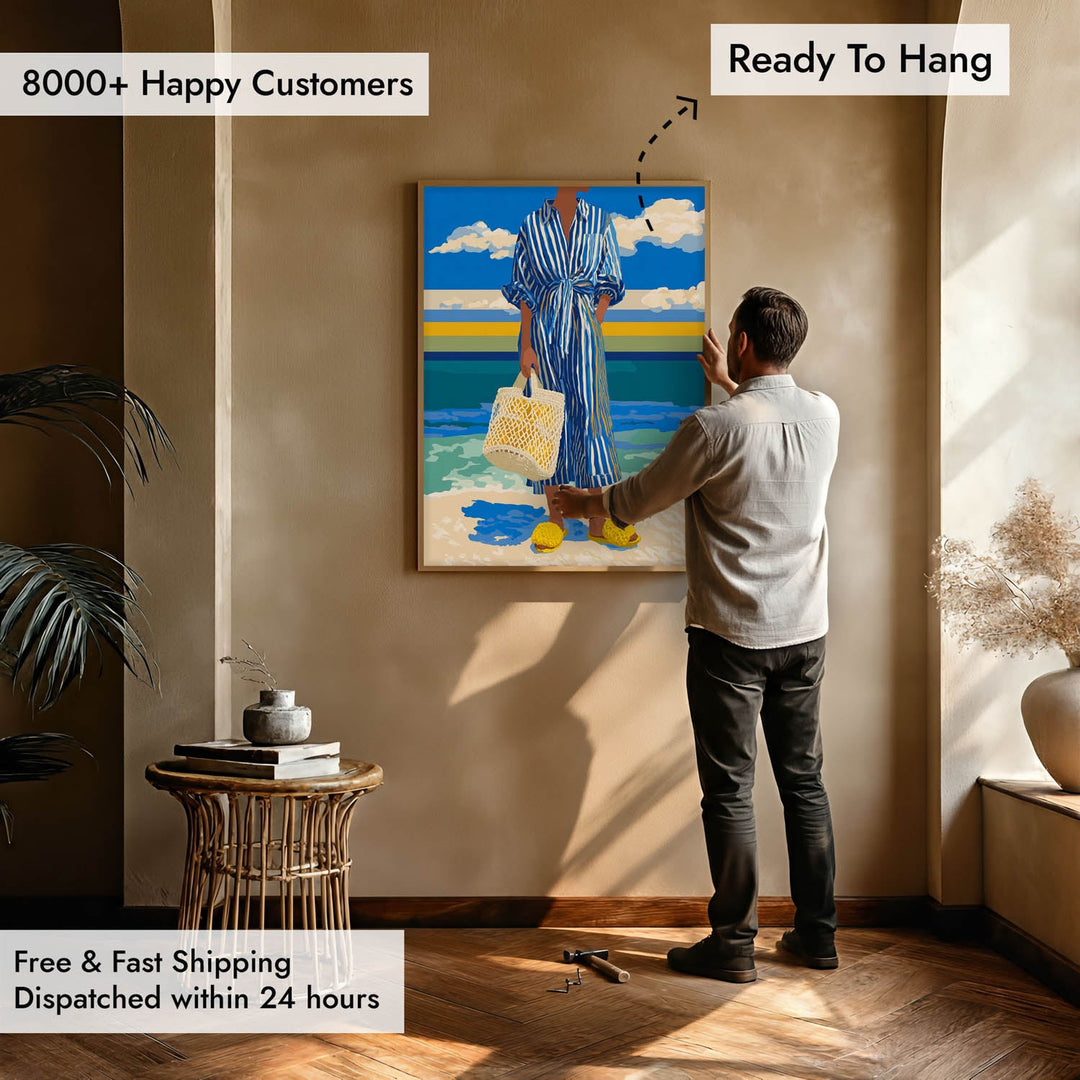 Woman with Woven Bag At Beach