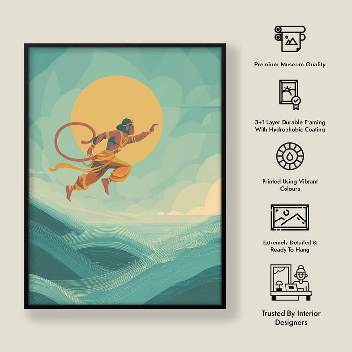 Mighty Hanuman Painting – Ocean Crossing Wall Art