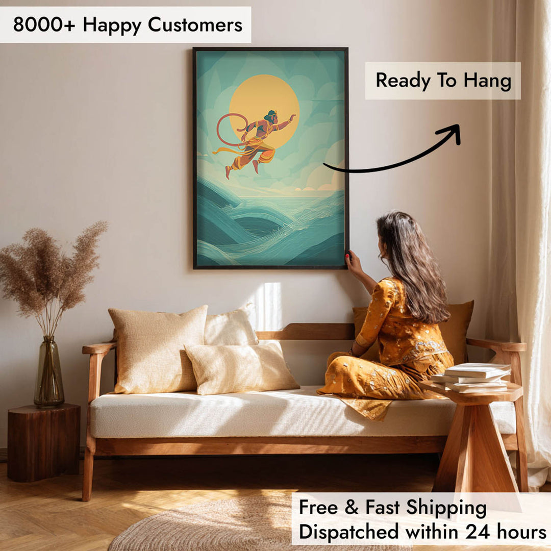 Mighty Hanuman Painting – Ocean Crossing Wall Art