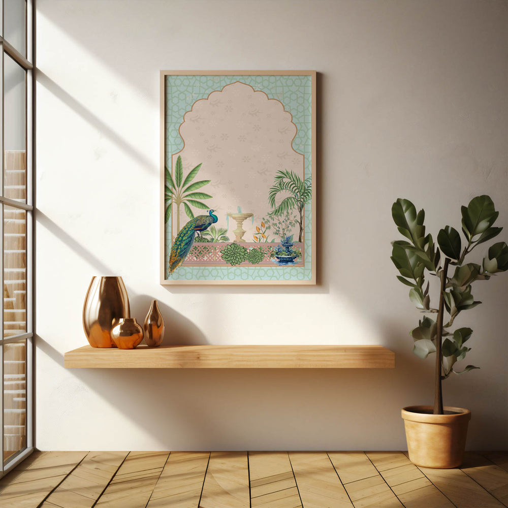 peacock-in-garden-mughal-art