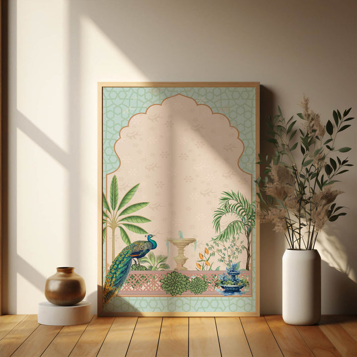 peacock-in-garden-mughal-art