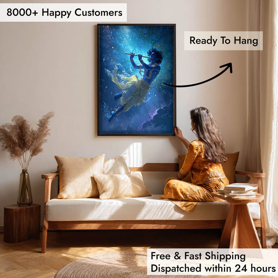 Mystic Krishna Painting – Flute Wall Art