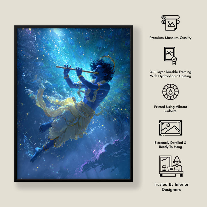 Mystic Krishna Painting – Flute Wall Art