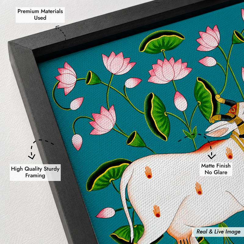Cow in a Lotus Garden